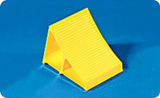 4012-01 Wheel Chocks 
Aldon® Aluminum  Wheel Chock for Truck and Trailer Block Width 6" x Length 8 3/4" x Height 6" 
Weight 4 lbs. 
For maximum tire dia. 28" - 33"
Powder-coated safety yellow.