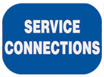 6-SERVC-B Signs - Railyard 
Service Connections - 15" Wide x 12" Tall - Blue sign with white words